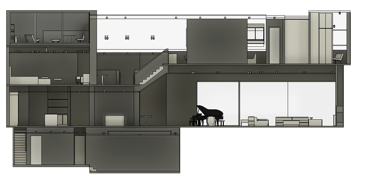 Architectural building section through a multilevel home